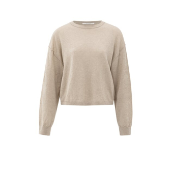 YAYA Textured round neck sweater long sleeve, sand melange