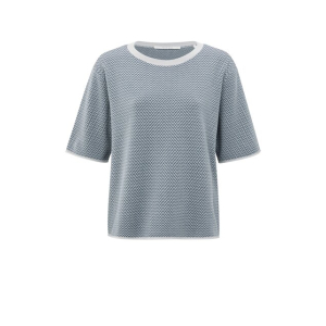YAYA Jacquard knitted t- shirt, light grey melange