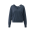 YAYA  Double v-neck sweater with buttons, china blue melange