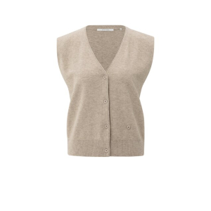 YAYA Knitted gilet a- symmetric buttons, sand melange