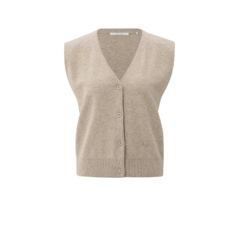 YAYA Knitted gilet a- symmetric buttons, sand melange