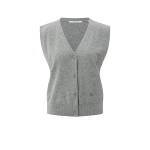 YAYA Knitted gilet a- symmetric buttons, medium grey melange
