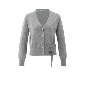 YAYA Cardigan with straps, medium grey melange