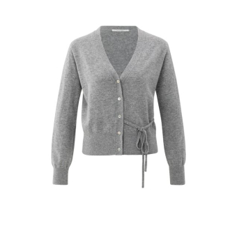 YAYA Cardigan with straps, medium grey melange