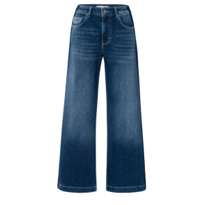 YAYA high waist wide denim with tape - L32, dark blue denim