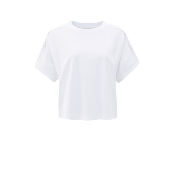 YAYA Jersey top with folded detail, pure white 