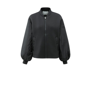 YAYA Fleece jacket with nylon bomber, oyster black