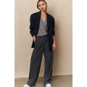 YAYA Woven wide leg trousers, oyster black