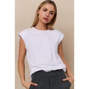 YAYA Top with padded shoulders, pure white YAYA Top with padded shoulders, pure white