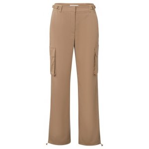 YAYA Wide leg cargo trousers with pockets, tannin brown