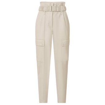 YAYA faux leather high waisted cargo trousers, silver lining beige