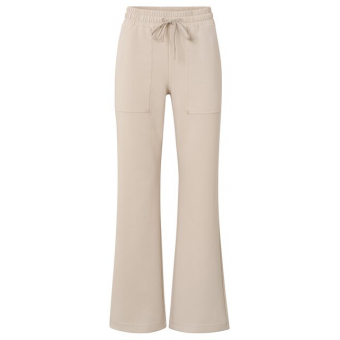 YAYA Jersey scuba flare trousers with pockets, silver lining beige