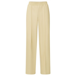 YAYA Faux leather wide leg trousers with elastic waistband, parsnip yellow