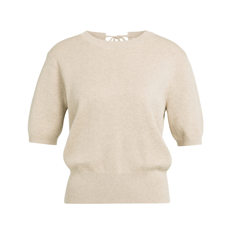 YAYA Trui met korte mouwen en open rug beige