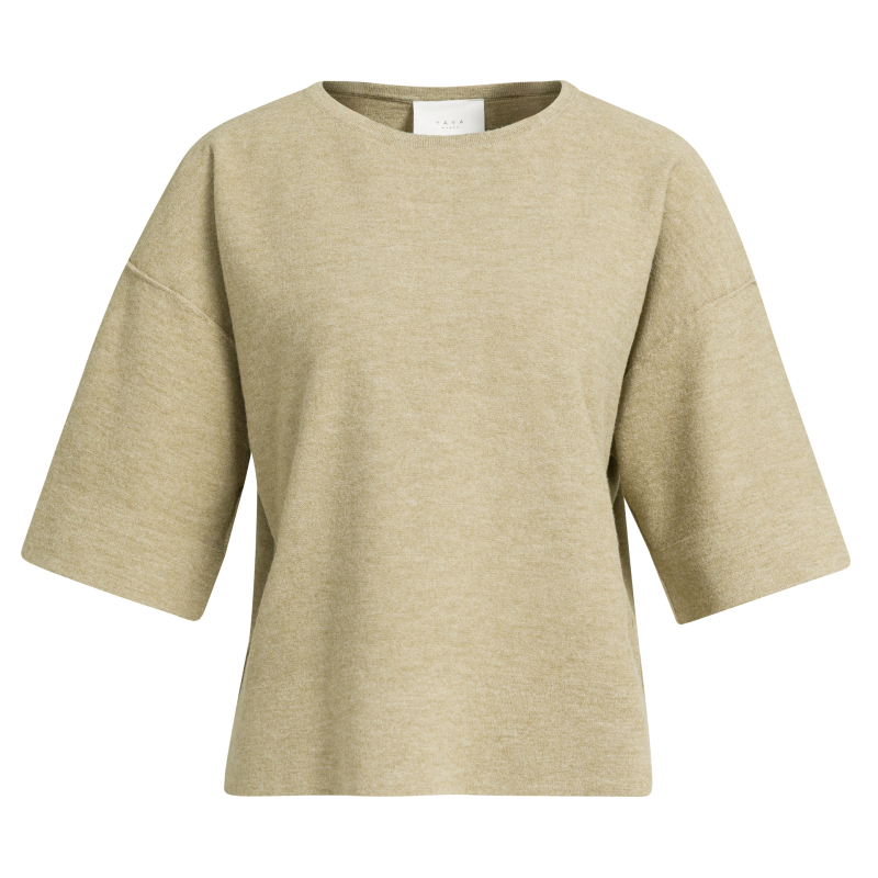 YAYA Oversized gebreid t-shirt green melange