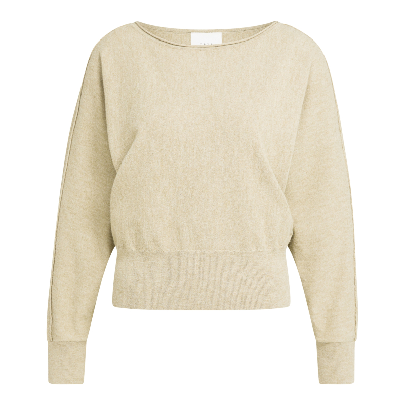 YAYA Trui met boothals en lange mouwen gray green