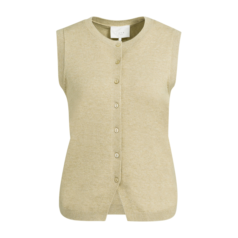 YAYA Gebreide spencer met knopen gray green