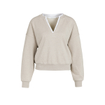 YAYA Sweatshirt met V-hals en geweven kraag grey melange