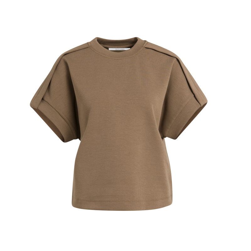 YAYA Mouwloos sweatshirt met plooien op de schouder brown