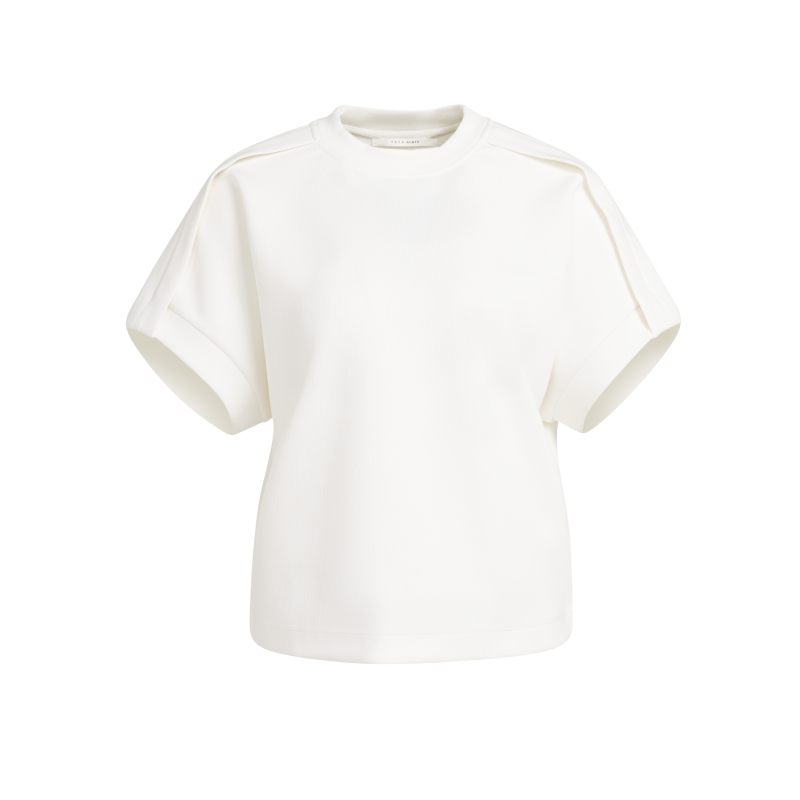 YAYA Mouwloos sweatshirt met plooien op de schouder off white