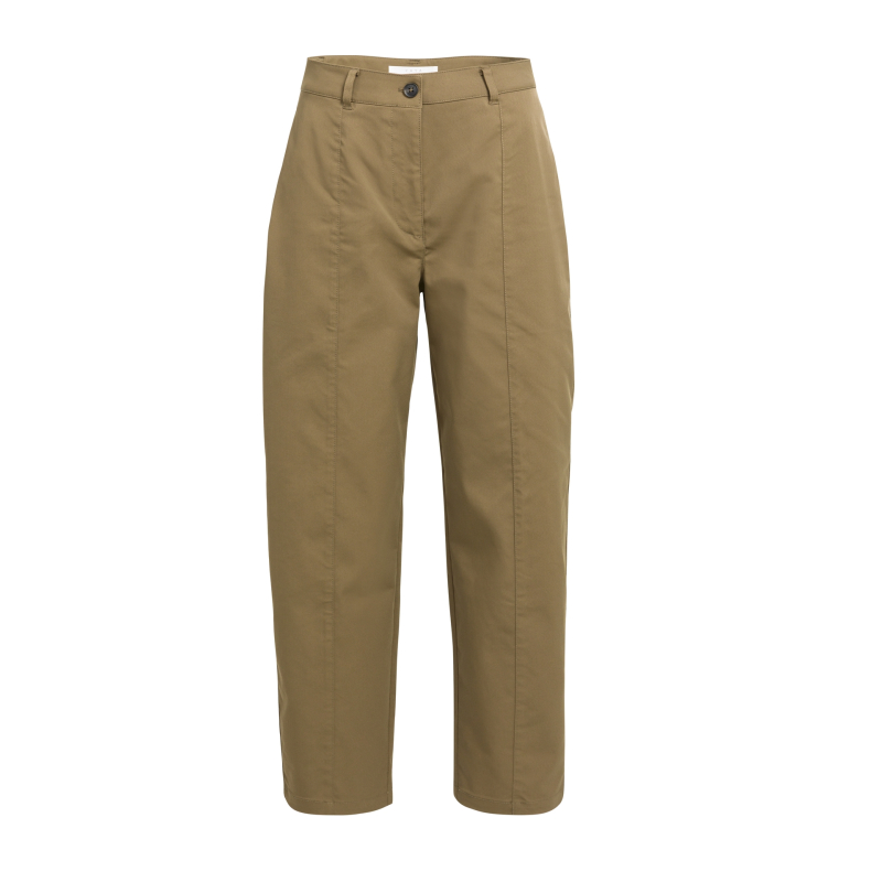 YAYA Geweven loose-fit broek met rechte pijpen en naaddetails teak brown