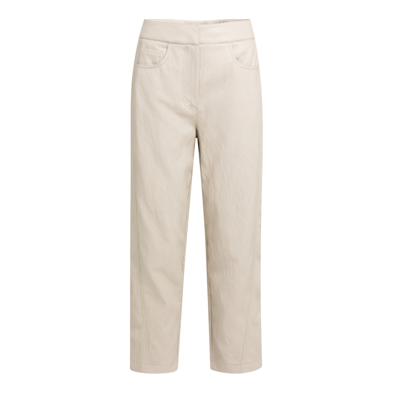 YAYA Kunstleren broek met wortelmodel en siernaden cashmere grey