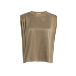 YAYA Mouwloze top met plooien op de schouders teak brown