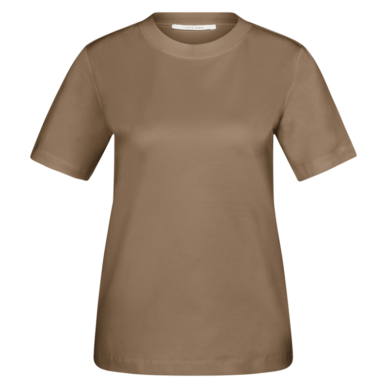 YAYA Basic T-shirt met korte mouwen en ronde hals teak brown