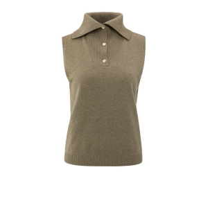 YAYA Sleeveless sweater with collar,  capers melange