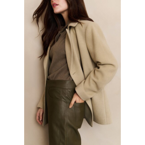 YAYA Soft woven short coat, greenish sand beige