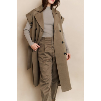 YAYA Woven loose fit trousers, capers brownish green