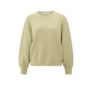YAYA Rib mixed sweater long sleeve,  pale olive green melange