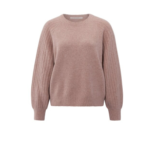 YAYA Rib mixed sweater long sleeve,  blush pink melange