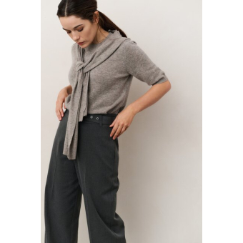 YAYA Short sleeve sweater, brownish grey