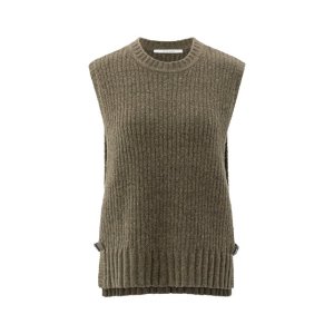 YAYA Rib stitch spencer with details, brownish grey melange YAYA Rib stitch spencer with details, brownish grey melange