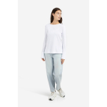 YAYA Jersey top met lange mouwen en geweven manchetten pure white