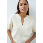 YAYA Gebreide top met bomberkraag offwhite