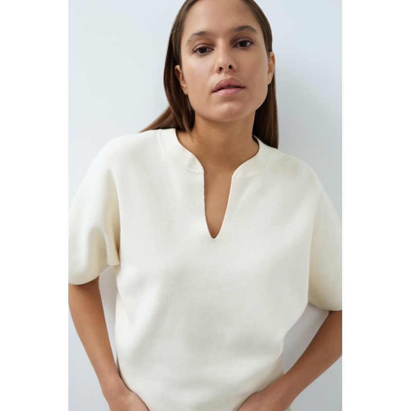 YAYA Gebreide top met bomberkraag offwhite
