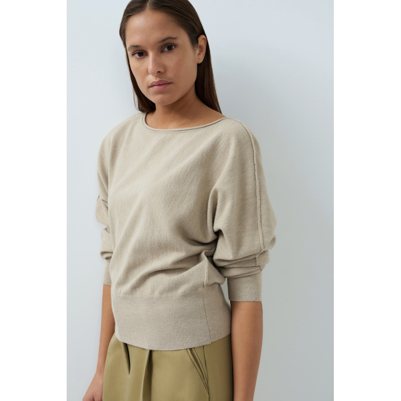 YAYA Trui met boothals en lange mouwen cashmere grey