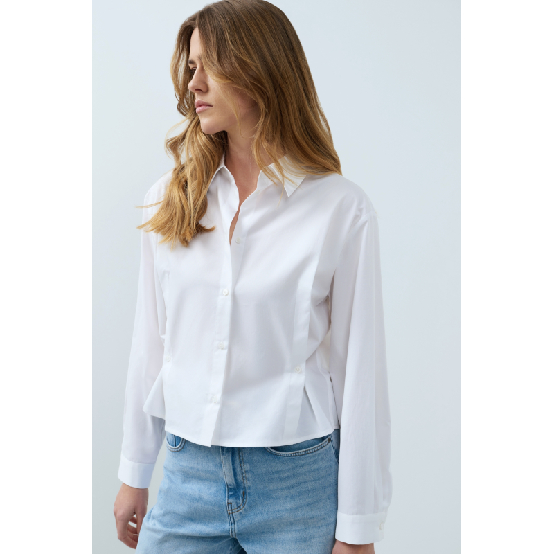 YAYA Poplin blouse met knoopdetails pure white