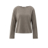 YAYA Boatneck sweater with fringes, brown melange