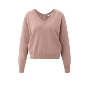 YAYA Double v-neck sweater with buttons, blush pink