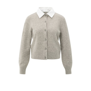 YAYA Cardigan with detachable woven, brownish grey