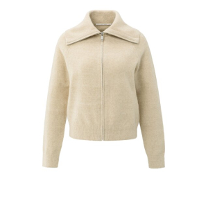 YAYA Cardigan with zipper, yellow sand beige melange