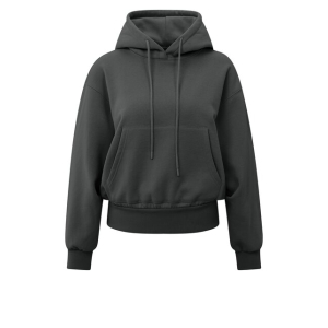 YAYA Hoodie with pleated bottom, oyster black