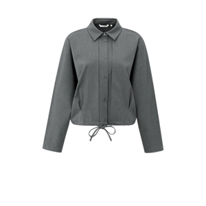 YAYA Blouse jacket with waist pleat, anthracite melange