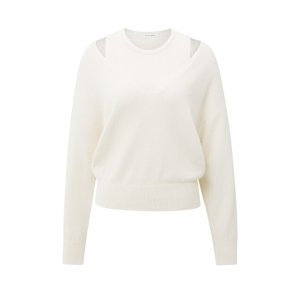 YAYA Deep v-neck sweater with top, off white knit melange YAYA Deep v-neck sweater with top, off white knit melange