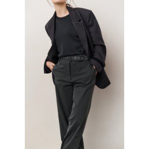 YAYA Woven wide leg trousers, capers melange