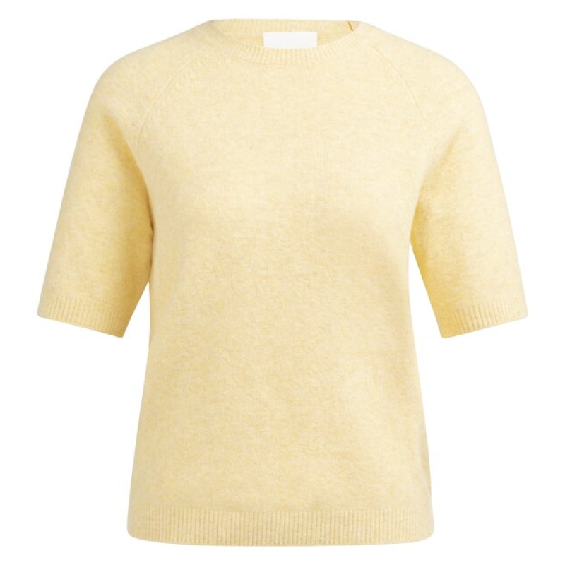 YAYA Soft sweater with short sleeve geel