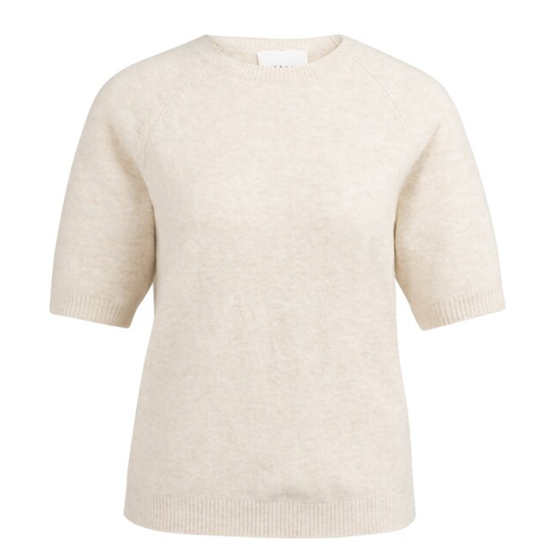 YAYA Soft sweater with short sleeve beige